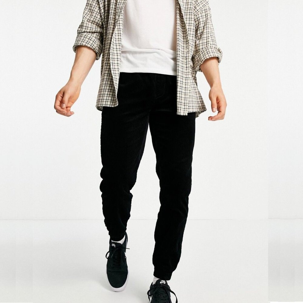 Topman tapered Cord Joggers – W32 L30 (black)